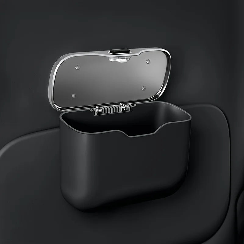 Auto Interior Trash Bin with Button Lid – Hanging Car Organizer (Wet & Dry)