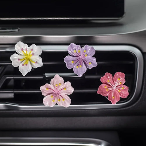2Pcs Car Perfume Clip Flower Air Outlet Car Air Freshener Peach Blossom Aroma Diffuser Car Decoration Accessories Fresh Air